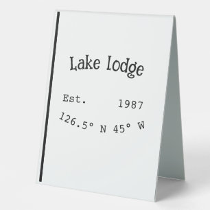 Plaque De Table Lake house et. Date année coordonnées personnalisé