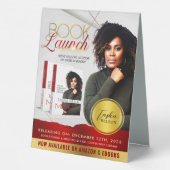 Plaque De Table Lancement professionnel de livres rouge et or (Verso)