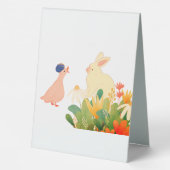 Plaque De Table Lapin et Oiseau de Whimsical en Fleur - Plage de p (Verso)
