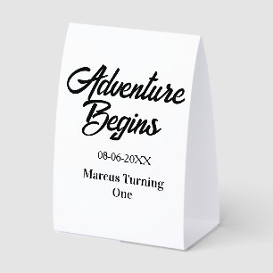 Plaque De Table L'aventure commence nom date anniversaire 1ère sim
