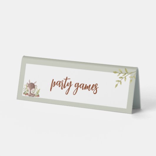 Plaque De Table Le Baby shower des animaux des bois (Recto)