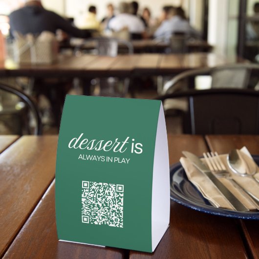 Plaque De Table Le dessert est toujours en jeu | Code QR Green Gol (Insitu (restaurant))