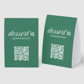 Plaque De Table Le dessert est toujours en jeu | Code QR Green Gol (Recto/verso)