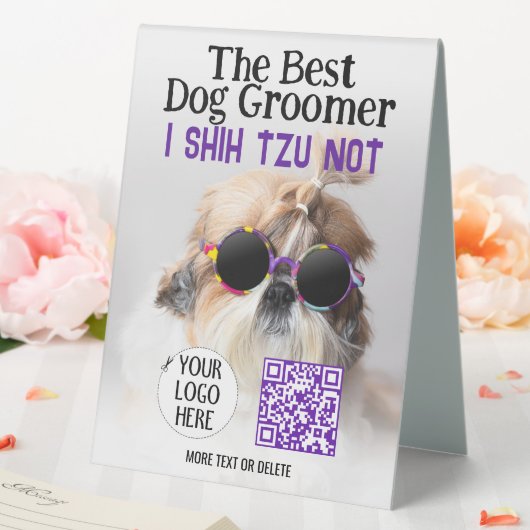 Plaque De Table Le meilleur toiletteur Chih Tzu Pas Logo Code QR (In SItu (Mariage))