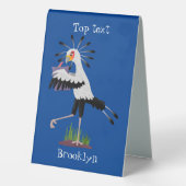 Plaque De Table Le mignon secrétaire oiseau écrire des notes dessi (Verso)