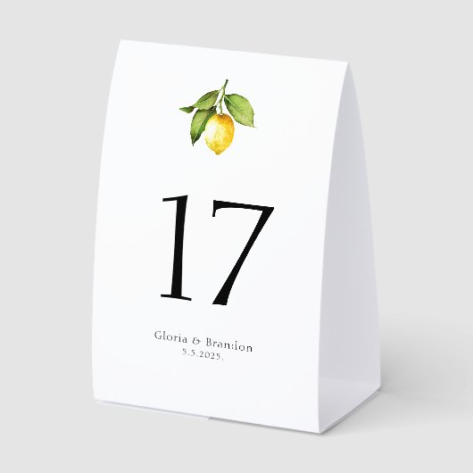Plaque De Table Lemon Wedding Table Number  (Recto)