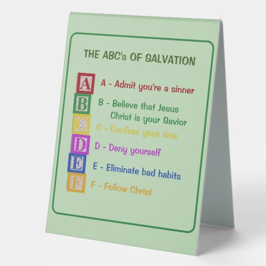 Plaque De Table Les ABC du salut (Recto)