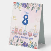 Plaque De Table Les animaux mignons train fleur tropicale fête d'a (Recto)