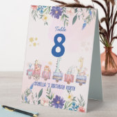 Plaque De Table Les animaux mignons train fleur tropicale fête d'a (En SItu (Tableau))