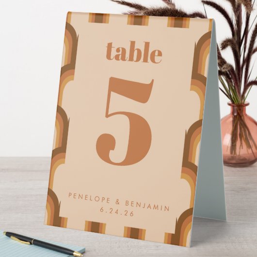 Plaque De Table les années 70 rétro super Design en Mariage Brown (En SItu (Tableau))