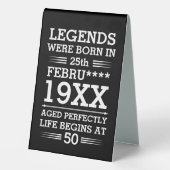 Plaque De Table Les légendes personnalisées sont nées à la date Mo (Verso)