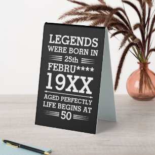 Plaque De Table Les légendes personnalisées sont nées à la date Mo