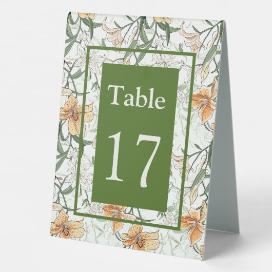 Plaque De Table Les Lys Tigre, verts, (Verso)