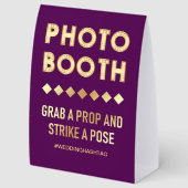Plaque De Table Lettres de Marquee Or Violet Photobooth de Mariage (Arrière)