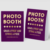 Plaque De Table Lettres de Marquee Or Violet Photobooth de Mariage (Recto/Verso)