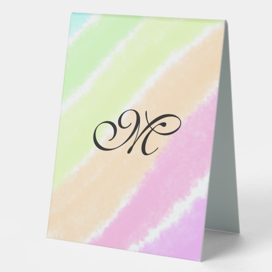 Plaque De Table Lignes d'aquarelle stripe arc-en-ciel ajouter votr (Recto)