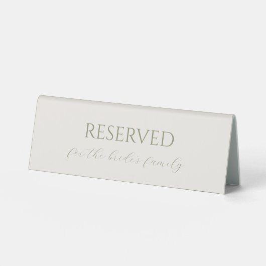 Plaque De Table  Linen Minimalist Reserved Sign Wedding Table Tent (Recto)