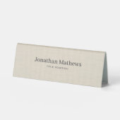 Plaque De Table Linge Beige Crème Texture Simple Élégant Monogramm (Recto)
