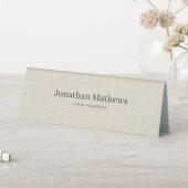 Plaque De Table Linge Beige Crème Texture Simple Élégant Monogramm (En SItu (Tableau))