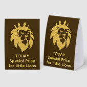 Plaque De Table Lion Avec Couronne - Or Style 1 (Recto/verso)