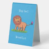Plaque De Table Lion joyeux avec dessin animé de papillon (Verso)
