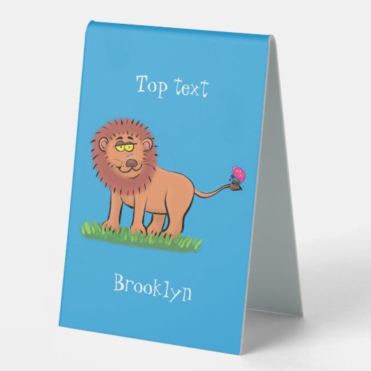 Plaque De Table Lion joyeux avec dessin animé de papillon (Recto)