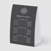 Plaque De Table Liste de prix de menu avec logo professionnel mode (Recto)
