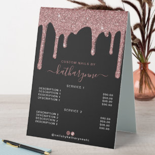 Plaque De Table Liste de prix des Parties scintillant Black Rose G