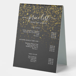 Plaque De Table Liste de Prix du Salon Simple Elegant Gold
