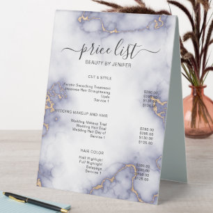 Plaque De Table Liste de Prix du Salon Simple Elegant Gold Glitter