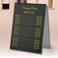 Liste de prix professionnel tendance moderne Chart