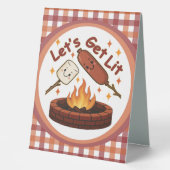 Plaque De Table Lit Firepit - mignon Marshmallow & Hot Dog (Recto)