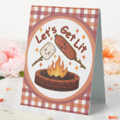 Plaque De Table Lit Firepit - mignon Marshmallow & Hot Dog (In SItu (Mariage))