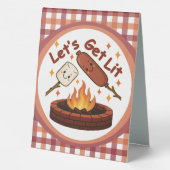 Plaque De Table Lit Firepit - mignon Marshmallow & Hot Dog (Verso)