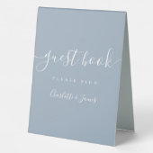 Plaque De Table Livre d'invité du script de signature bleu outreme (Verso)