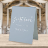 Plaque De Table Livre d'invité du script de signature bleu outreme