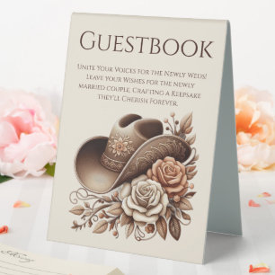 Plaque De Table Livre d'or mariage Casquette de la fille avec fleu