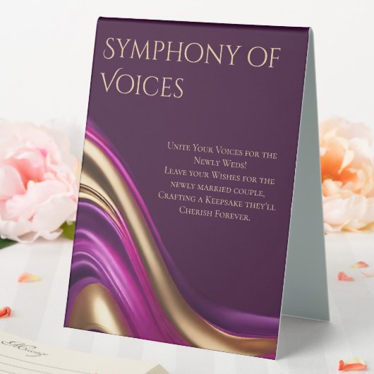 Plaque De Table Livre d'or mariage Signal Fuchsia violette et or- (In SItu (Mariage))