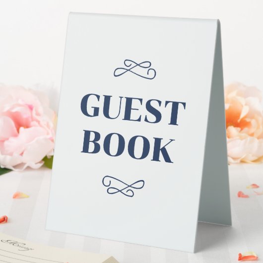 Plaque De Table Livre d'or Navy Flourish (In SItu (Mariage))