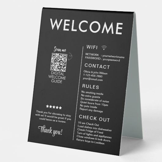 Plaque De Table Location de vacances moderne Accueil (Recto)