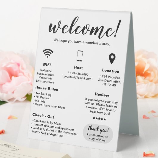 Plaque De Table Location de vacances moderne Accueil (In SItu (Mariage))