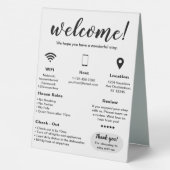 Plaque De Table Location de vacances moderne Accueil (Verso)