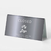 Plaque De Table Logo affaires argent ouvert bureau fermé (Verso)