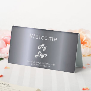 Plaque De Table Logo affaires argent ouvert bureau fermé