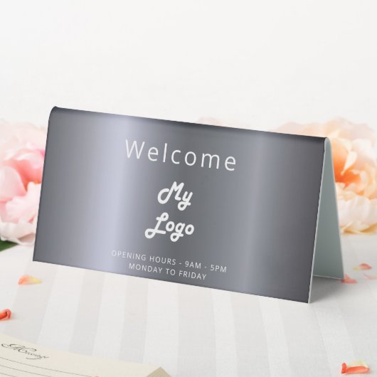 Plaque De Table Logo affaires argent ouvert bureau fermé (In SItu (Mariage))