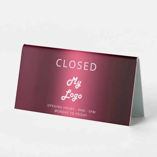 Plaque De Table Logo affaires Bourgogne ouvert fermé (Verso)