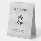Plaque De Table Logo business métal argent accueil (Recto)
