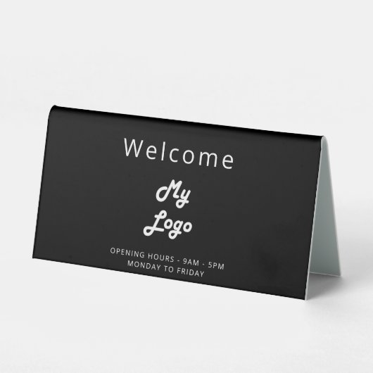 Plaque De Table Logo business noir blanc ouvert bureau fermé (Recto)