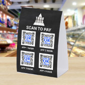 Plaque De Table Logo Chalkboard 4x6 QR Code 4 Apps Scan To Pay