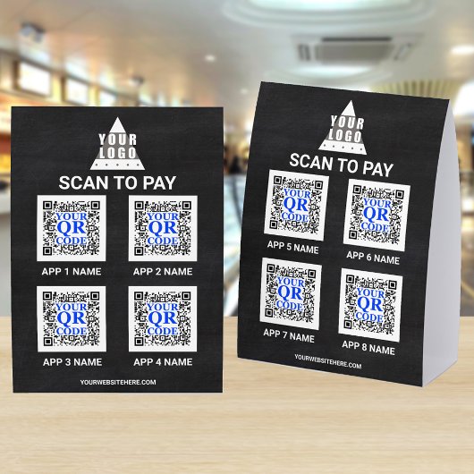 Plaque De Table Logo Chalkboard 5x7 QR Code 8 Apps Scan To Pay